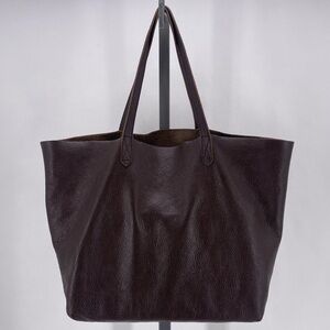 Cuyana dark brown leather tote bag